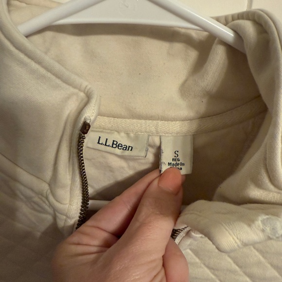 L.L. Bean Women's Cream Quilted Cowl Neck Sweater - Picture 4 of 8